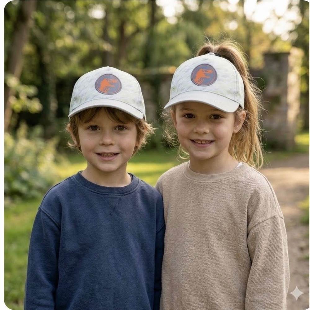Jurassic World Dominion Kids Camo Baseball Hat Orange T-Rex Patch Snapback NWT
